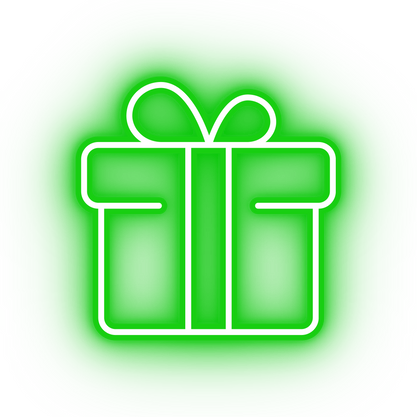 Neon green gift box icon